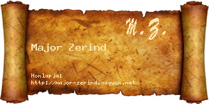 Major Zerind névjegykártya